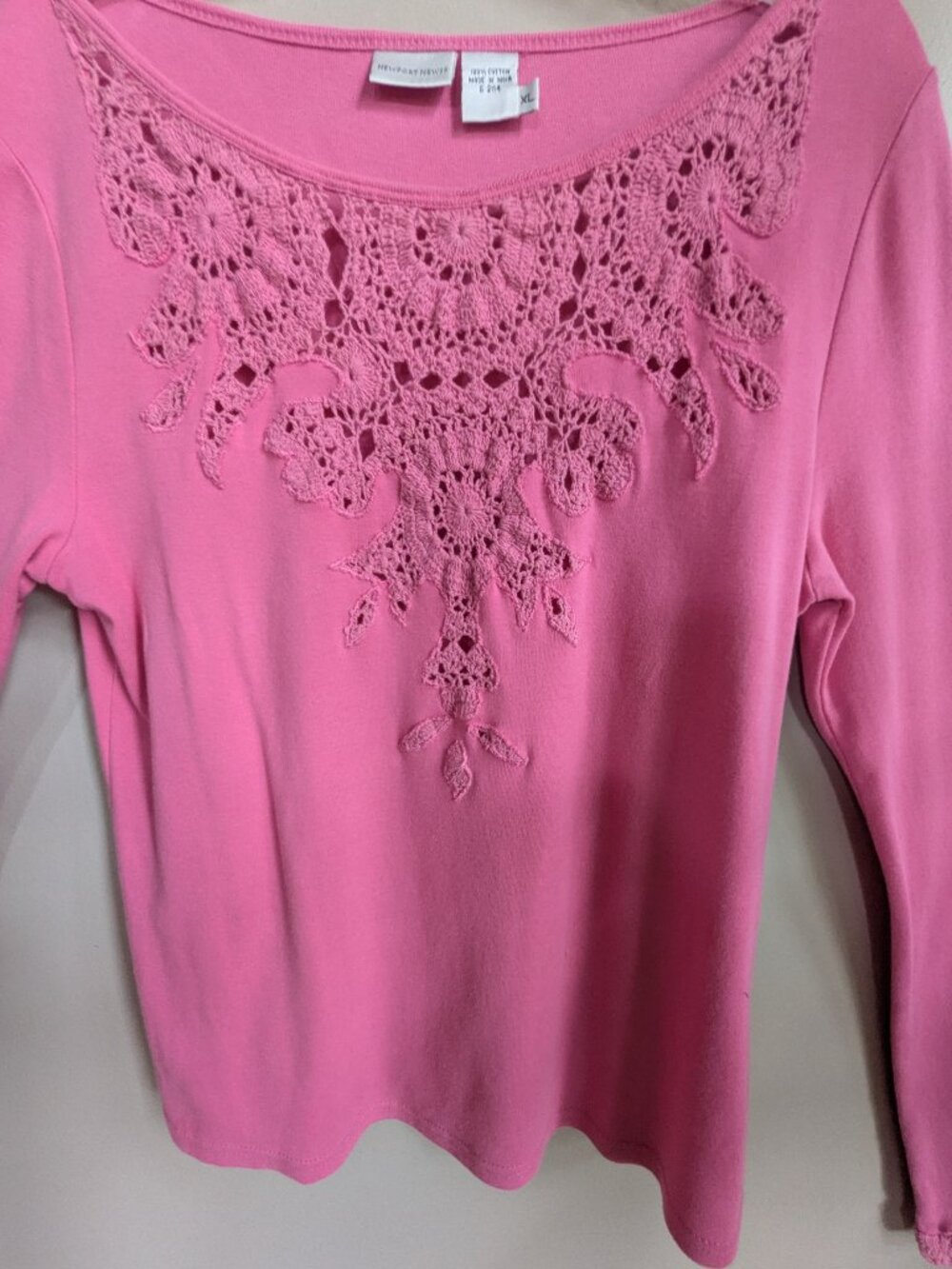 Women Vintage Newport News crochet Top Blouse 100% cotton size XL #762